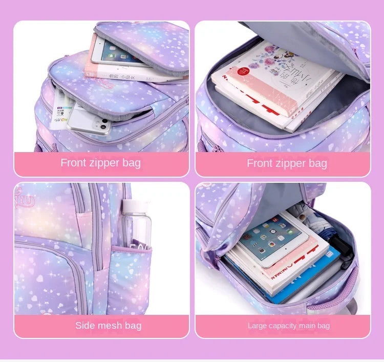 Children School Backpack Set with Wheels Students Bags for Girls Trolley Bag Cute Schoolbag Rolling Wheeled Backpack Child Girl