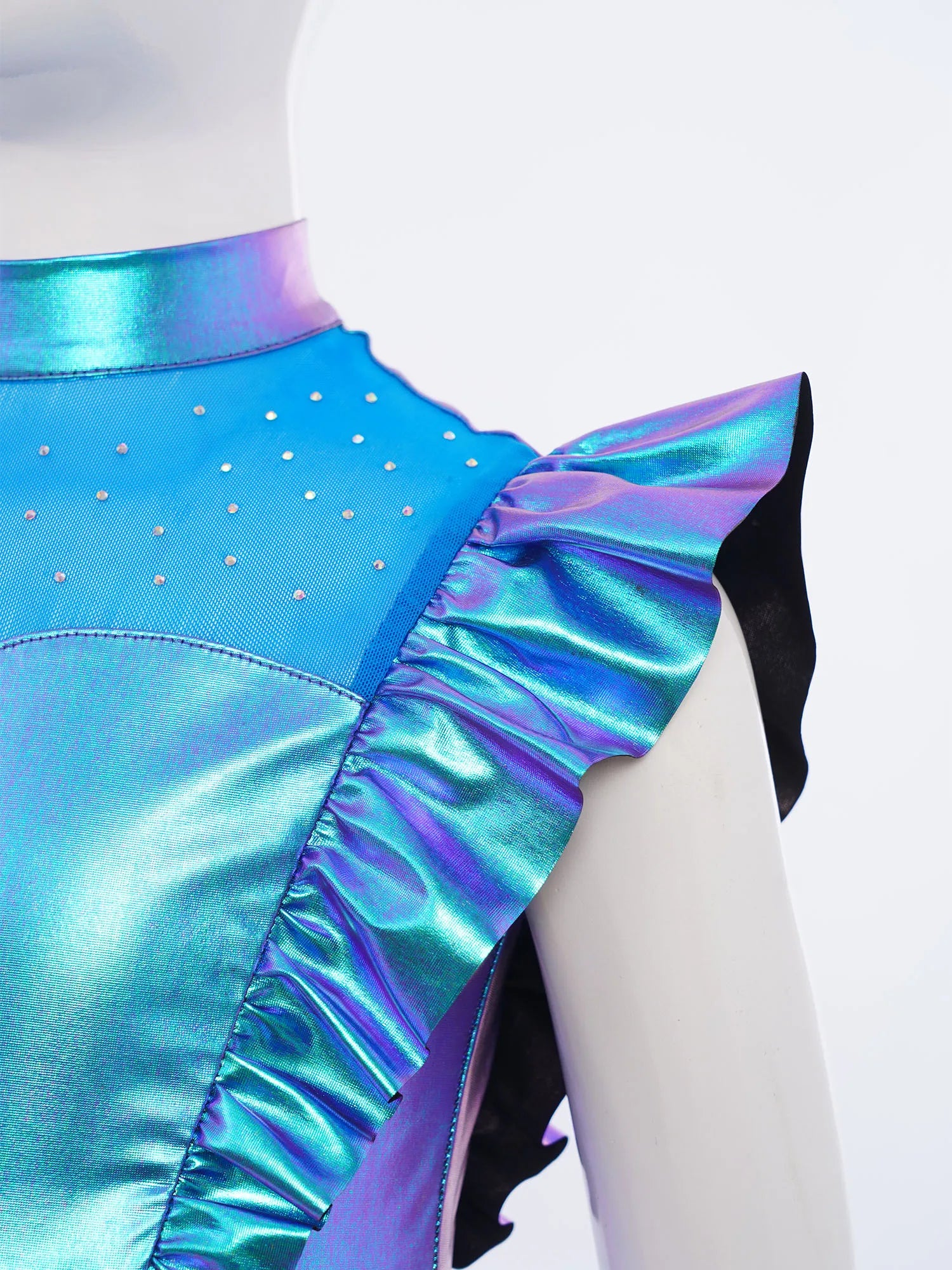 Kid Girls Hip Hop Dance Clothes Kids Jersey Sequin Tiered Skirt Long Tank Top Jazz Metallic Holographic Crop To Cheerleading Set