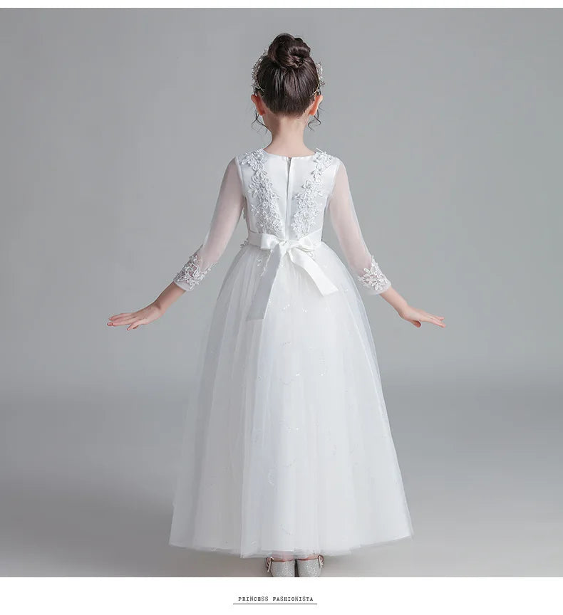 2026 teens girls Formal Dresses For Girls white Princess First Communion Children Clothes Evening luxury Flower Girls bridesmaid