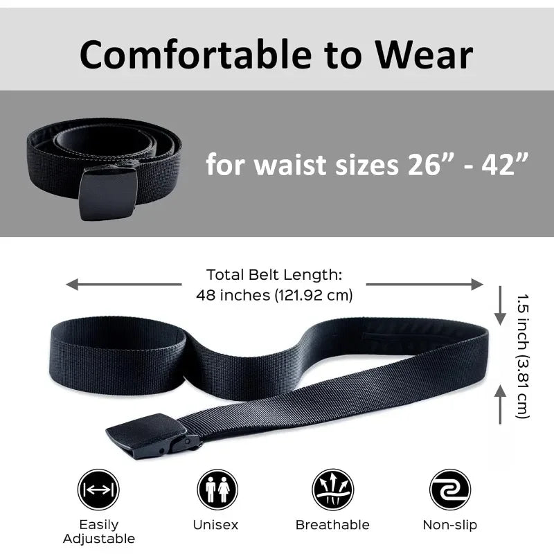Anti-Theft Money Belt Hidden Wallet RFID Blocking Waist Strap for Travel Secret Cash Pouch Men Women Unisex Security Waist Pack
