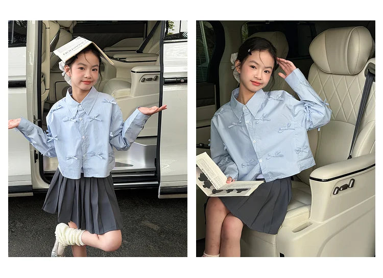Girls' shirts spring clothes girls' big children's Korean style super beautiful children's clothes girls' unique and beautif