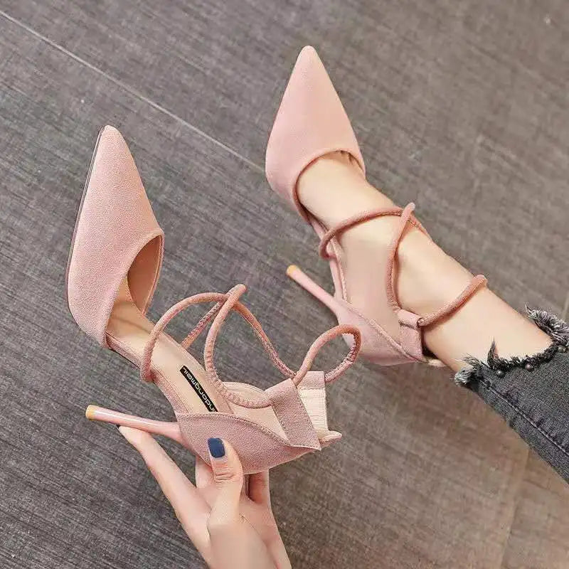 Sexy High Heel Sandals Women's New 202 Thin Heel Summer Open Toe Ba Zip Cross Bule Faionable Glitter Me High Heels