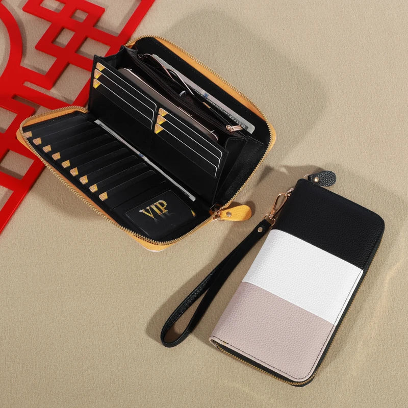 Women's Wallet RFID Blocking Multi Credit Card High Capacity Zipper Clutch Travel Bag Wrist Guard