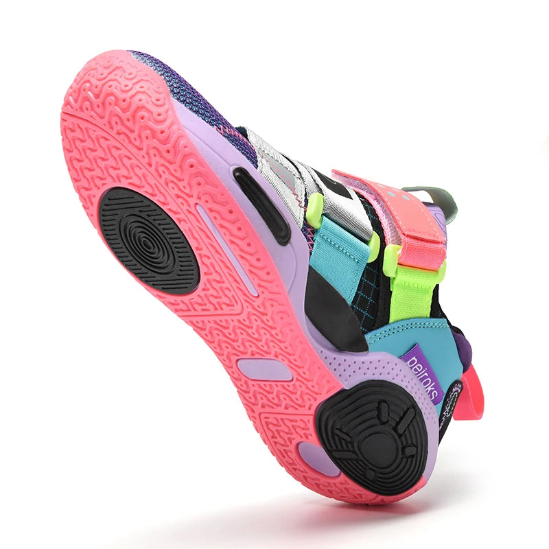 Children Girls Basketball Shoes Cushioned Shock Absorption Comfy Athletic Sports Running Outdoor Non-slip Walking For Kids Boys