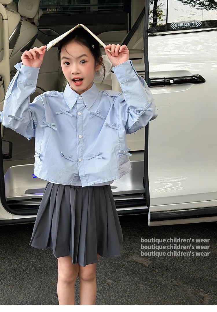 Girls' shirts spring clothes girls' big children's Korean style super beautiful children's clothes girls' unique and beautif