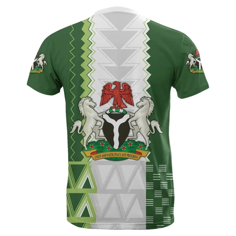 Nigeria Flag Men's T-shirts Nigerian Emblem Graphic Print Africa Clothing Ropa Hombre Summer Oversized Short Sleeve Male Tops
