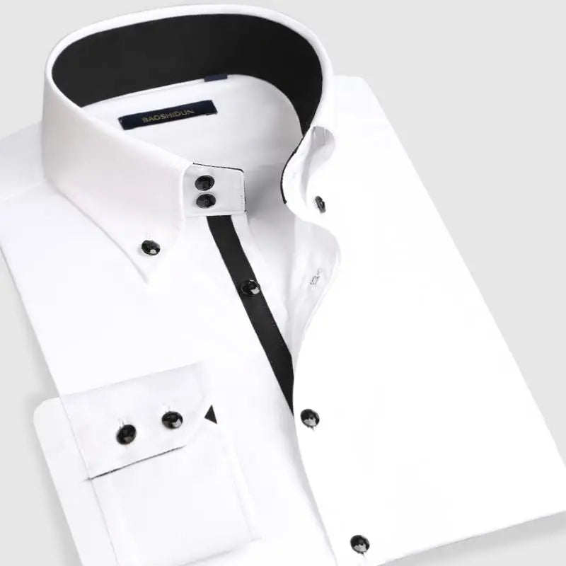 Men's Collared Shirt Long Sleeve Fashion Korean Button-down Casual Shirts Formal Business Dress Shirts Slim Fit Designer Shirts