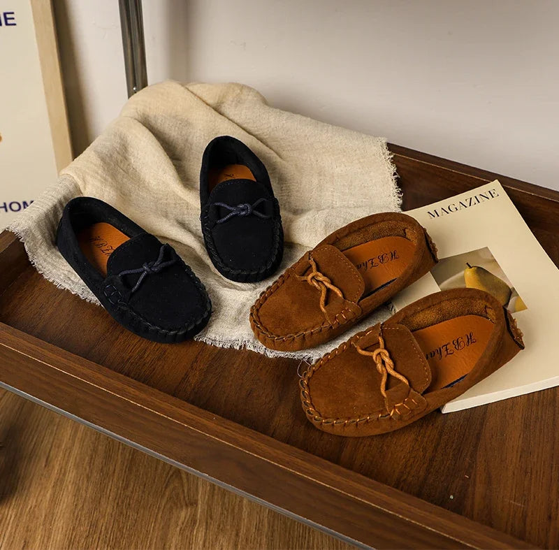 Boy Leather Shoe Simple Versatile Children's Shoe for Girl Fashion Soft Kids Causal Flat Loafers Solid Color Moccasins Versatile