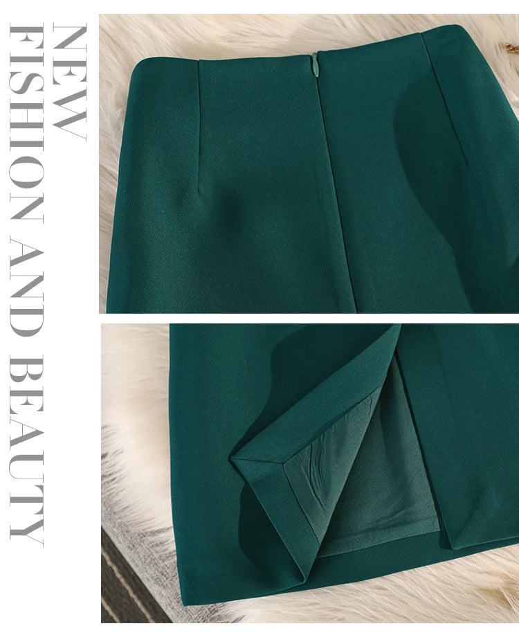 Elegant Office Ladies Work Suit Straight Skirt Women Autumn Winter Korean Fashion High Waist Split Business Midi Long Skirts