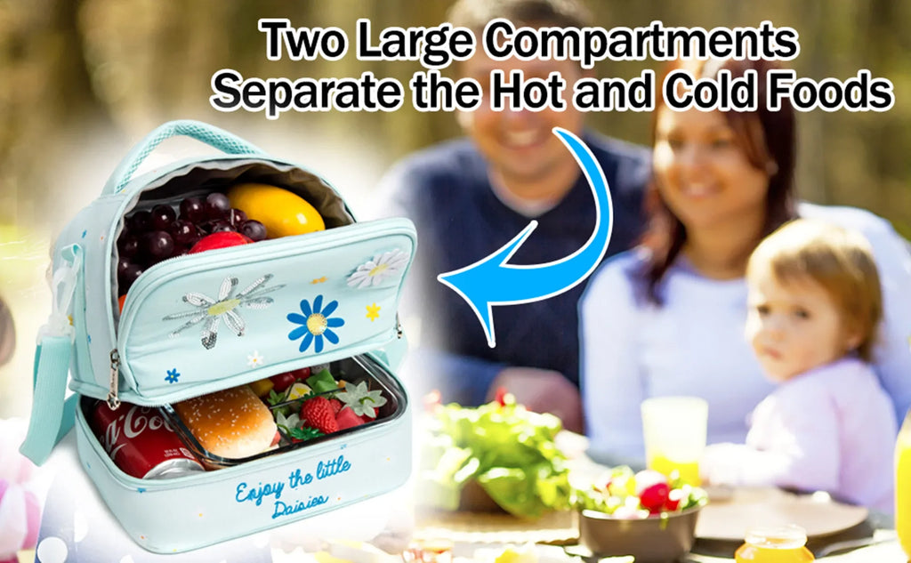 Kids Lunch Box for School Cute Insulated Lunch Bag with Strap Thermal Food Container for Girls Boys Portable Tote for Picnic