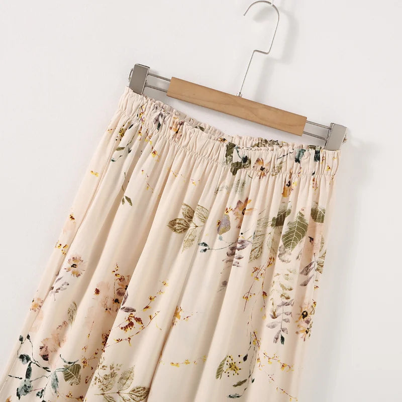 Elegant Versatile Floral Shirt & Shorts/Pants Set Women French Style Silky Viscose Loungewear 2Pcs Summer Pajamas Outerwear Top