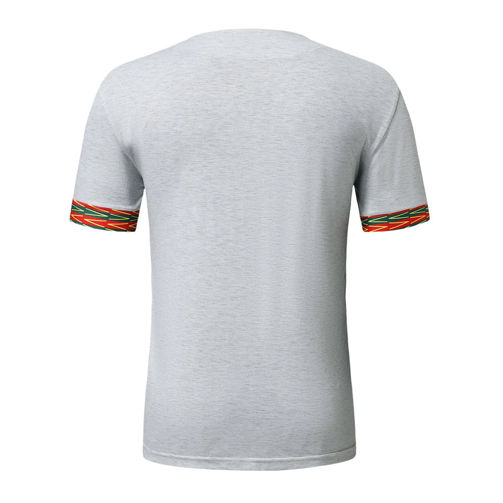 2026 Men's African Traditional Clothing Men Dashiki Short Sleeve T-shirt Fashion V-neck Printed Ethnic Style Casual Tops for Men