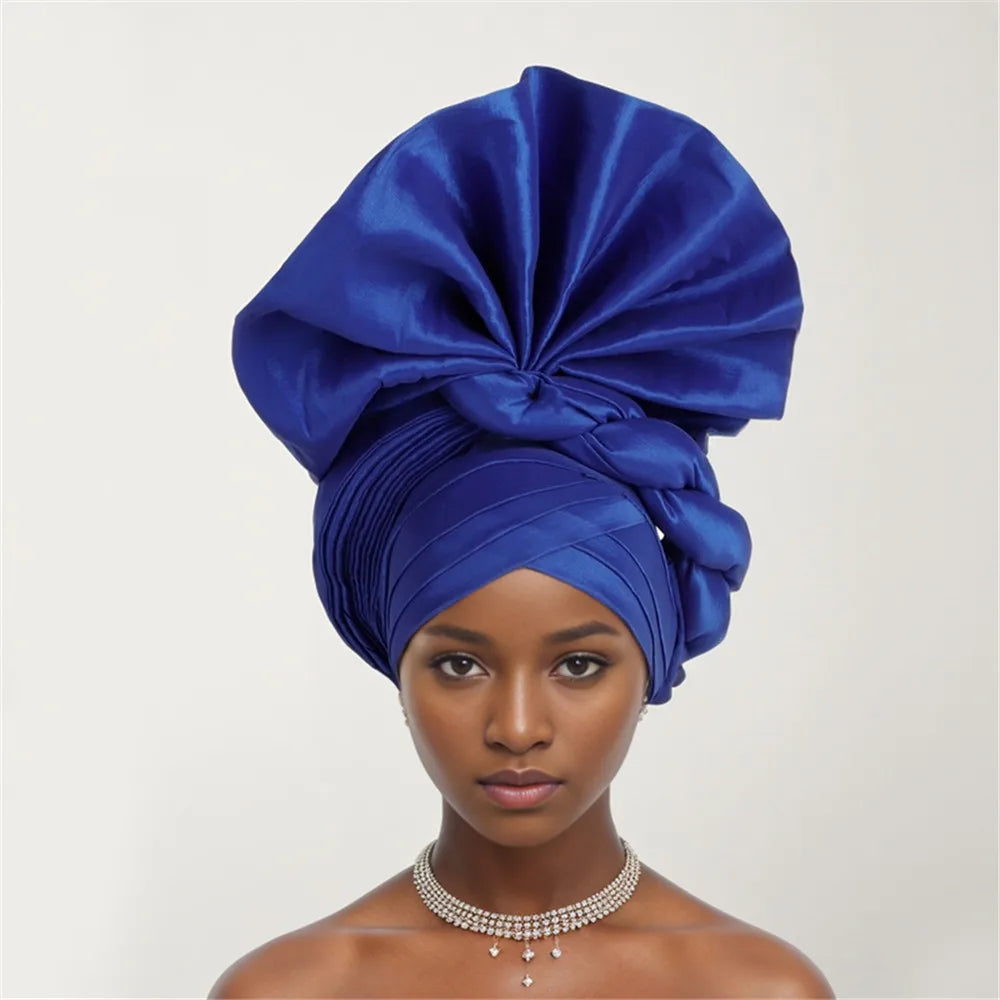 African Auto Gele Headtie Nigeria Women's Head Wraps Wedding Party Headpiece Women Turban Cap