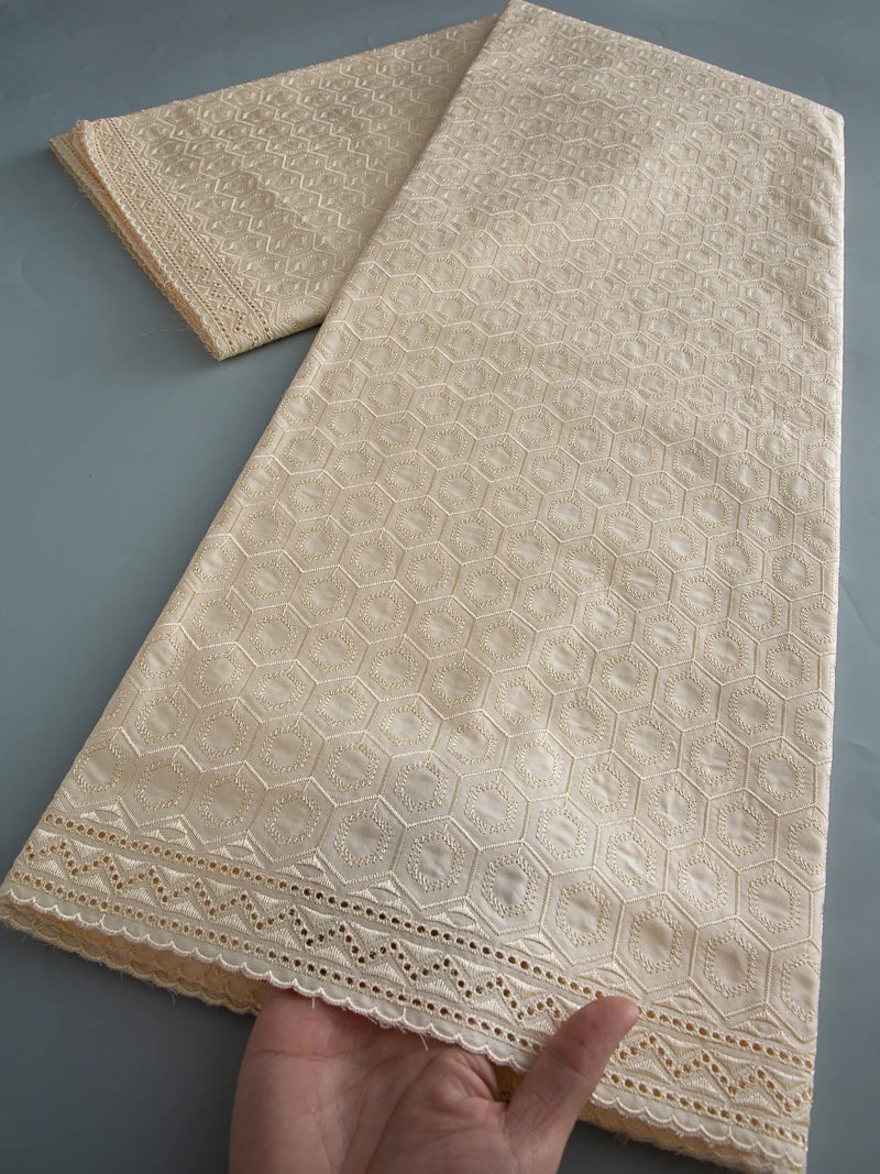 African Swiss Voile High Quality Nigerian Embroidered Cotton Swiss Lace Fabrics for Wedding Dresses For Men's Sew,5yards 4673