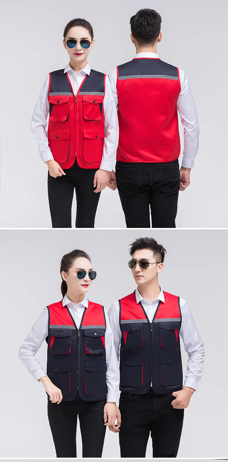 Men's Outdoor Vest Hiking Fishing Hunting Photography Multi-Pockets Multi-Function Maintenance Worker Waistcoat Print Logo