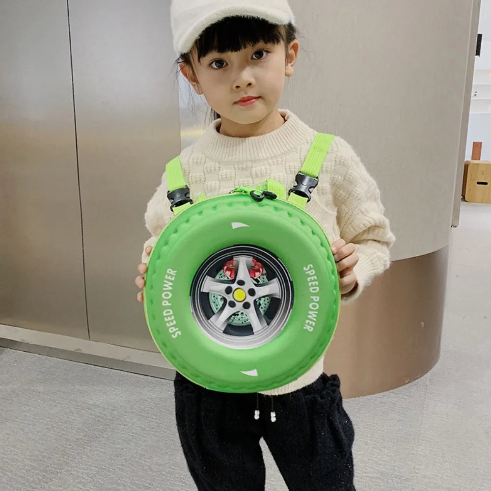 Colorful Tyre Shaped Children's Schoolbag EVA 3D Cartoon Wheel Kindergarten Shoulder Bag Load Reducing Kid Backpack