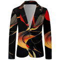 Men's Stylish Yellow Suit Jacket Minimalist Black Linear Geometric Patterns with White Circular Accents for Casual & Office Wear
