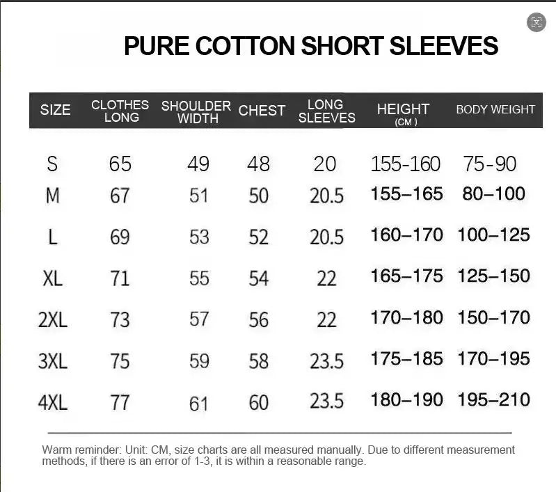 Summer Leisure Men's 100% Cotton Loose Version Round Collar Short Sleeve T-shirt Unisex Design Is Breathable Absorbent