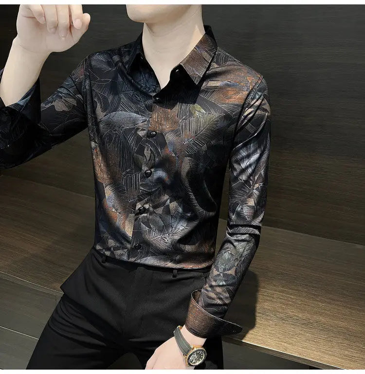 Floral Shirt Man Long-sleeved Spring and Autumn Summer Thin Fashion Floral Men Casual Cardigan