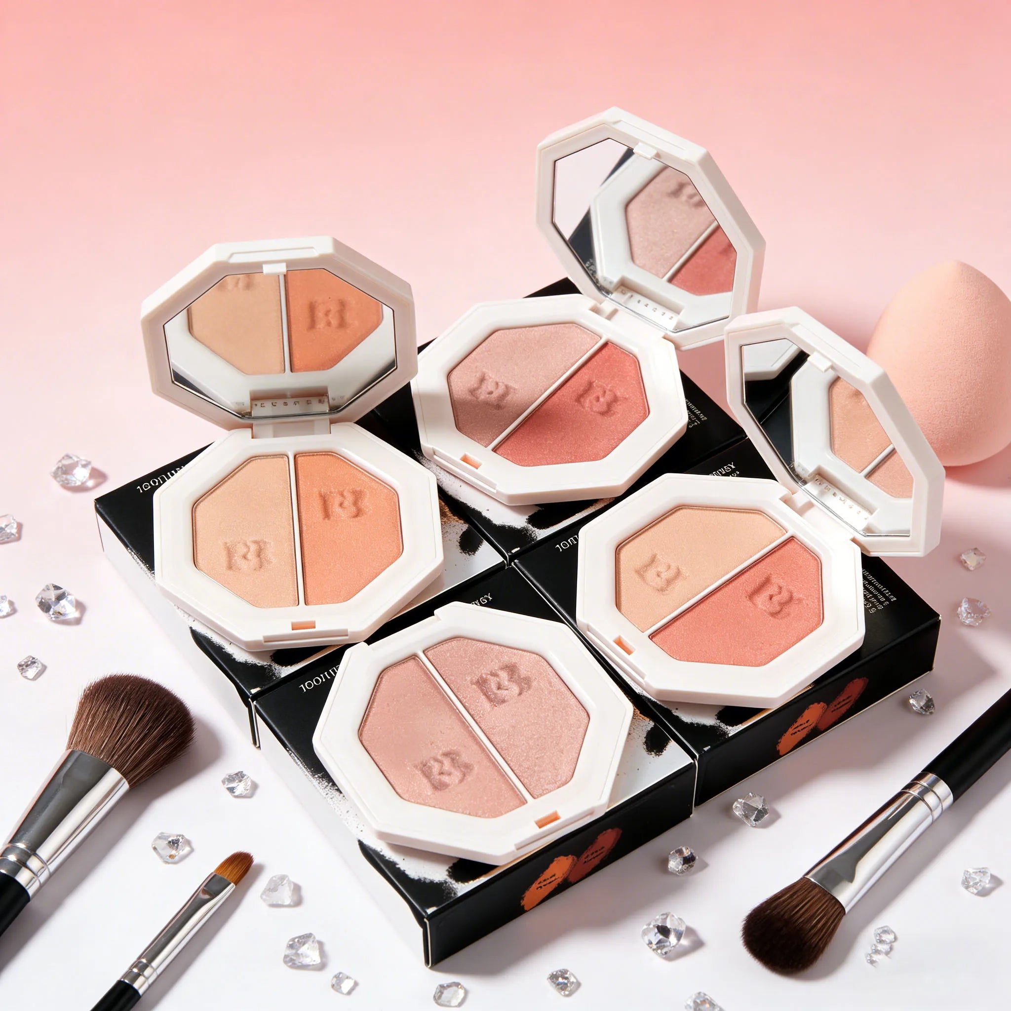 Fenty Beauty Portable Matte Two Color Powder with Fluorescence Perfect Concealer Lasting Natural Makeup Highlight Powder Makeup