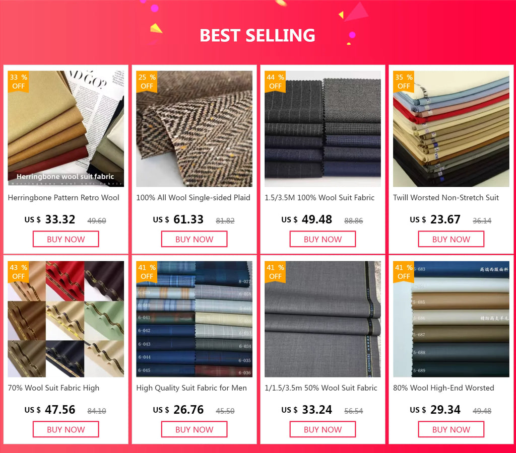 80% Suit Fabric Worsted Wool Suit Pants High Quality Men's Fabrics Classic Navy Blue Gray Black Atiku Fabric for Men By Meter