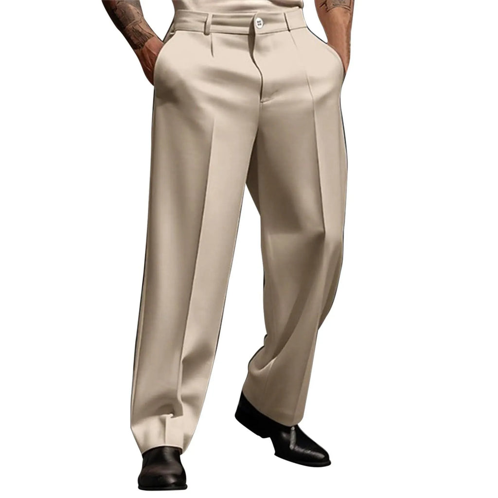 Men's Suit Trousers Fashionable Straight Leg Breathable Casual Pants Pure Color Pocket Trousers Daily Wear Comfortable Fit