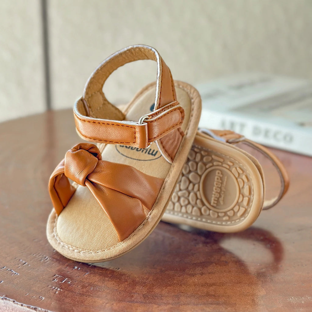 Infant Baby Girl Boy Sandals Comfort Premium Summer Outdoor Casual Beach Shoes with Flower Bowknot Anti Slip Rubber Sole Newborn