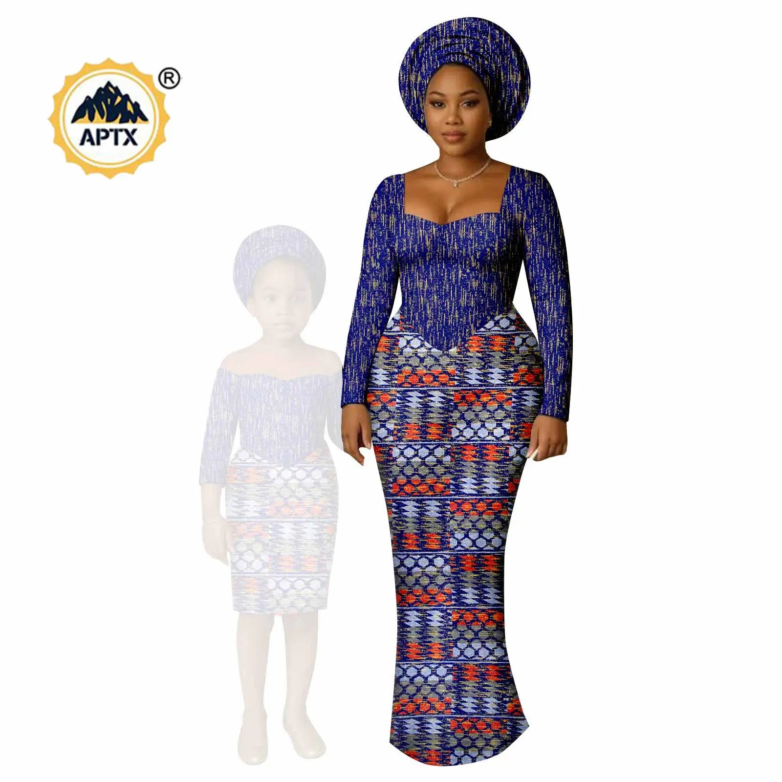 African Print Long Dresses for Women Family Outfits Dashiki Couple Clothes Mom and Daughter Dresses Ankara Outwear 25F029