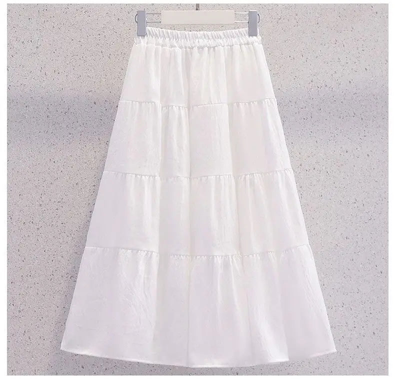 Summer Teenage Girls Clothes Set Children O-Neck Tshirt and Mid Skirt Suit Student School Short Sleeve Top Bottom Outfits