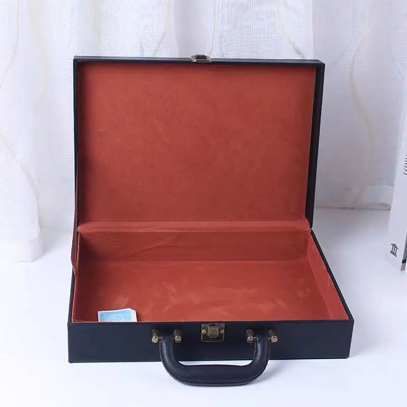 2025 New Cover Style Briefcase Men's Handheld Shoulder Business Leisure Insurance Contract Document Storage Box 34X24X8.5CM