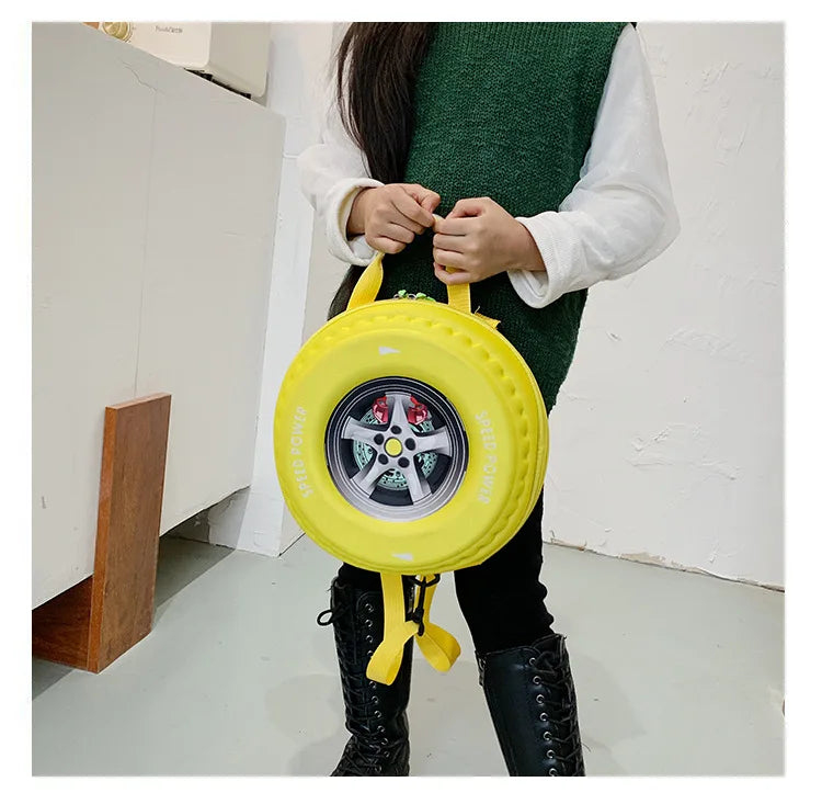 Children's Schoolbag Fashion Tyre Shaped Boys Girls Backpack 3D Cartoon Kindergarten Shoulder Bag Large Capacity Kids Handbag
