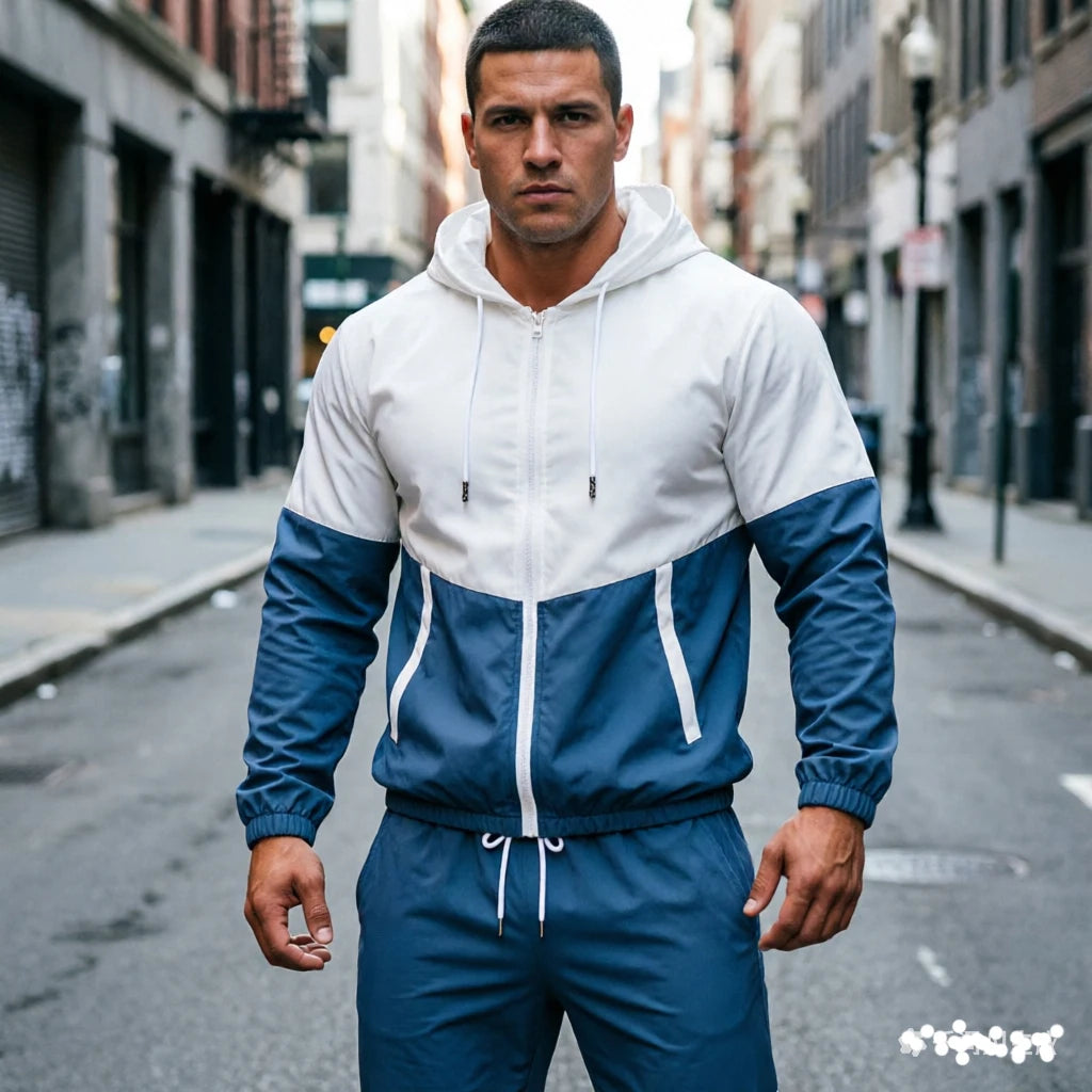Men Tracksuit Casual Joggers Hooded Sportswear Jackets And Casual Pants Set Two Piece Fashion Casual Sports Set