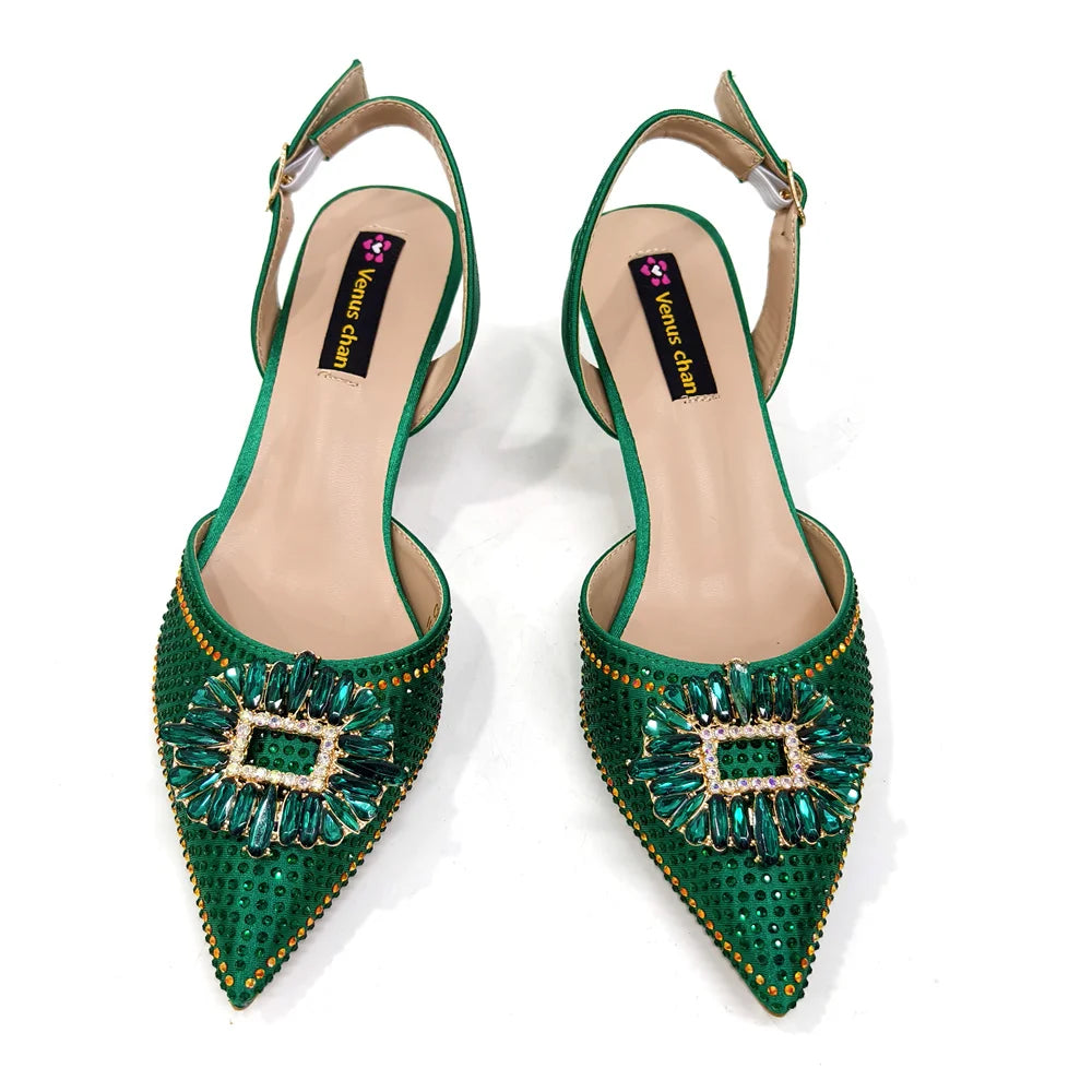 2026 Elegant Nigerian Women's Party Shoes with Medium Heel & Matching Handbag – Pointed Toe Fashion Footwear for Special