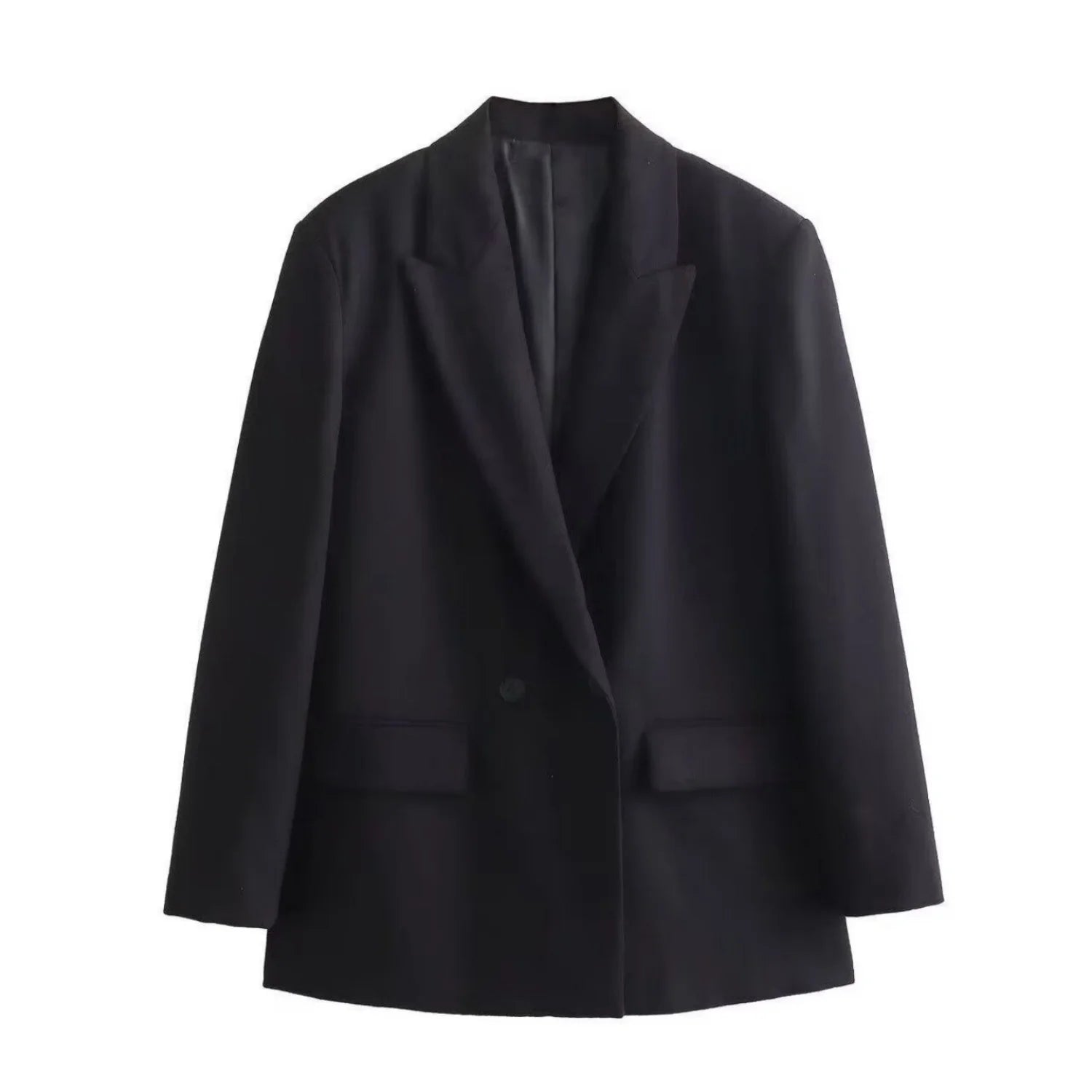 Women Elegant Solid Blazers Female Simple Style Double Breasted Long Sleeved Suit Jackets Casual Office Lady Suit Jackets Tops