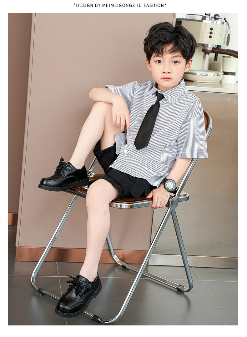 Boys Shoes Spring & Autumn New Black Glossy Classic Kids Loafer for Girl 2024 New Versatile Round-toe Britain Child School Shoes