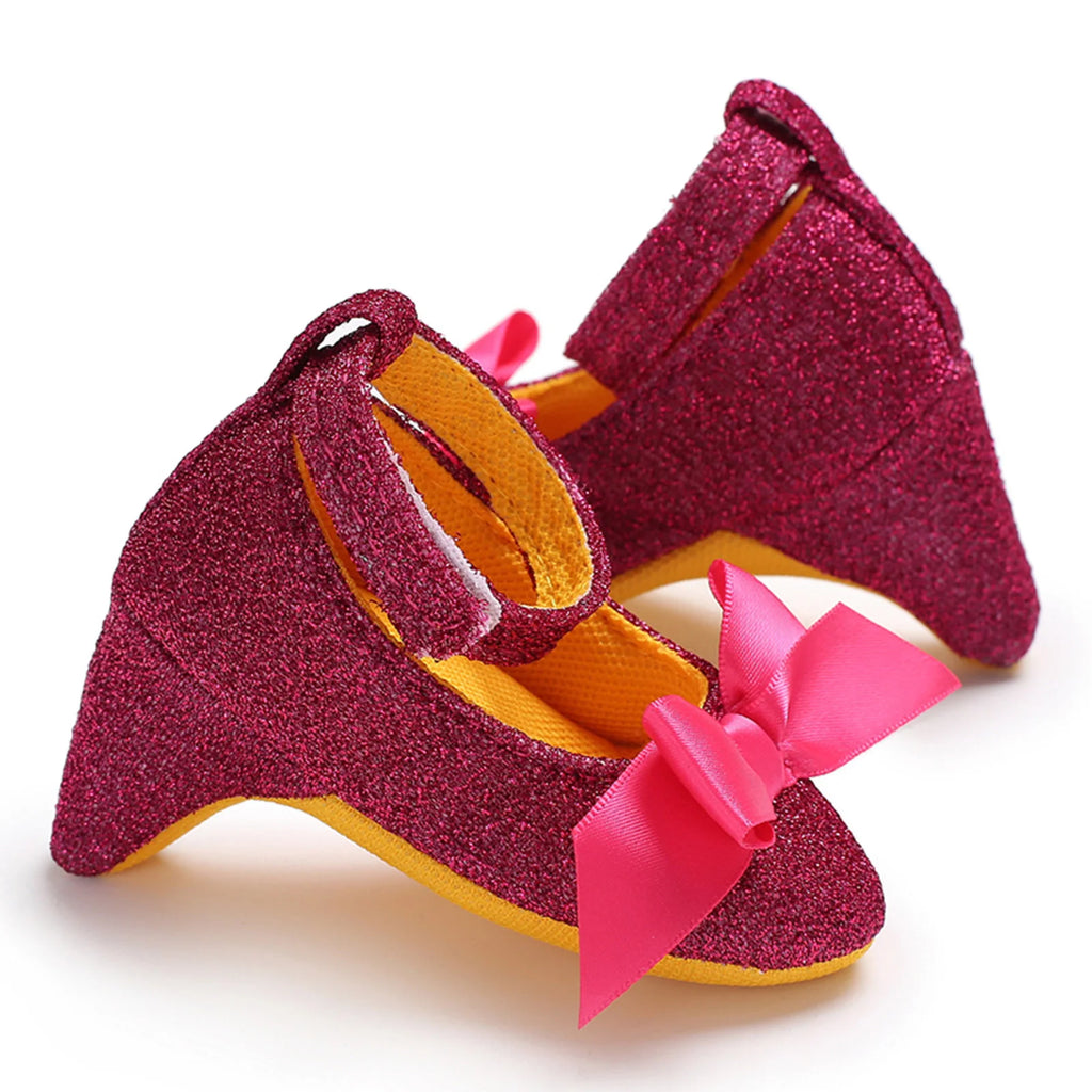 Baby Girls Princess High Heels Photography Accessories Cute Fashionable Infant Bow Decor Dress Shoes Party Photography Props
