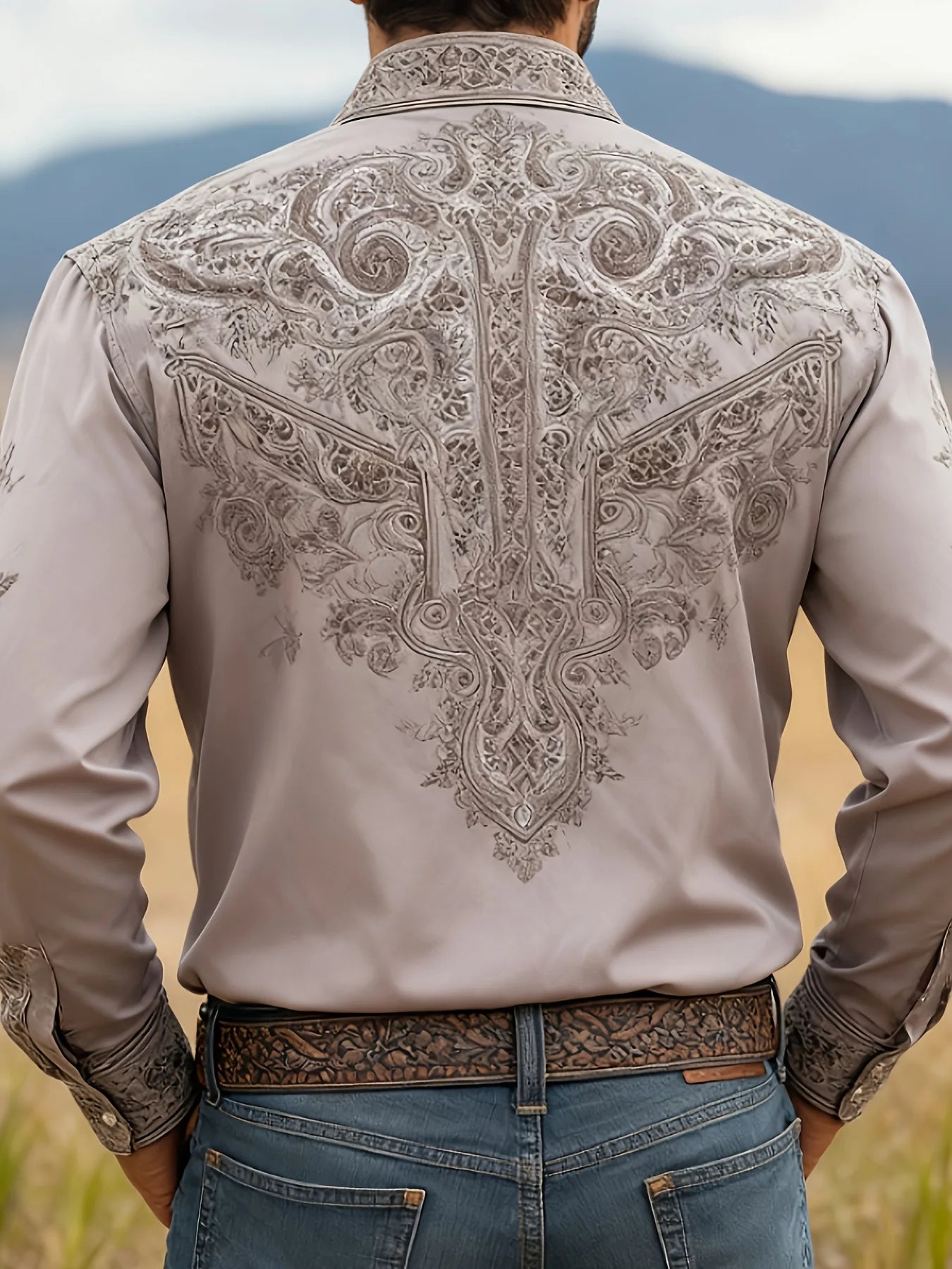 Men's Floral Casual Shirt, Western-Style Patterned Long-Sleeved Shirt for Spring And Autumn Men's Spring Clothes Spring Clothes