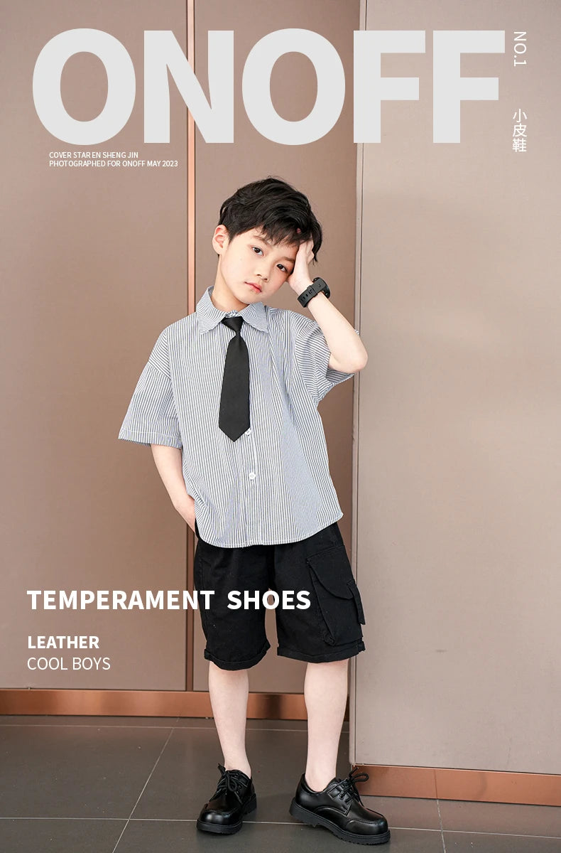 Boys Shoes Spring & Autumn New Black Glossy Classic Kids Loafer for Girl 2024 New Versatile Round-toe Britain Child School Shoes