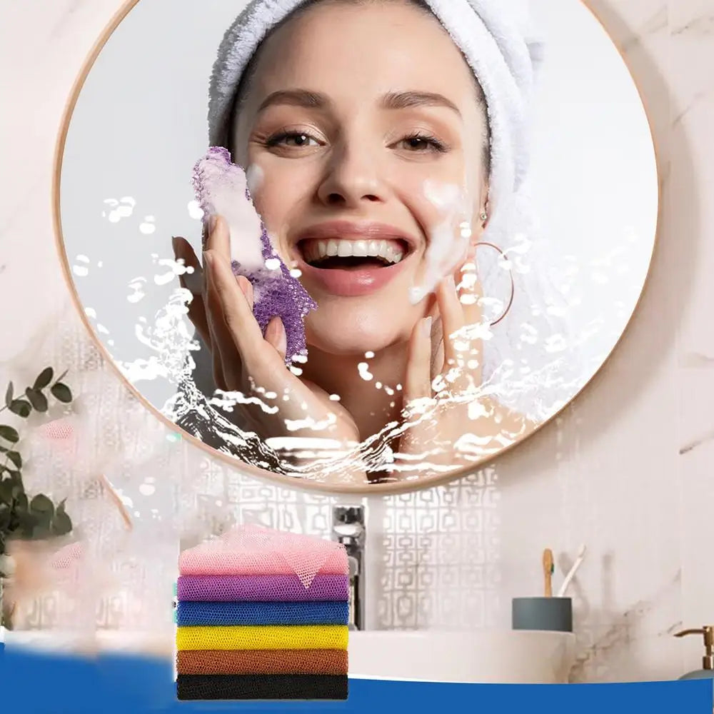 Bath Sponges For Shower Colorful Net Sponge Body Exfoliator Reusable Bath Sponge Washcloth African Scrubbing Long Net Rag Shower