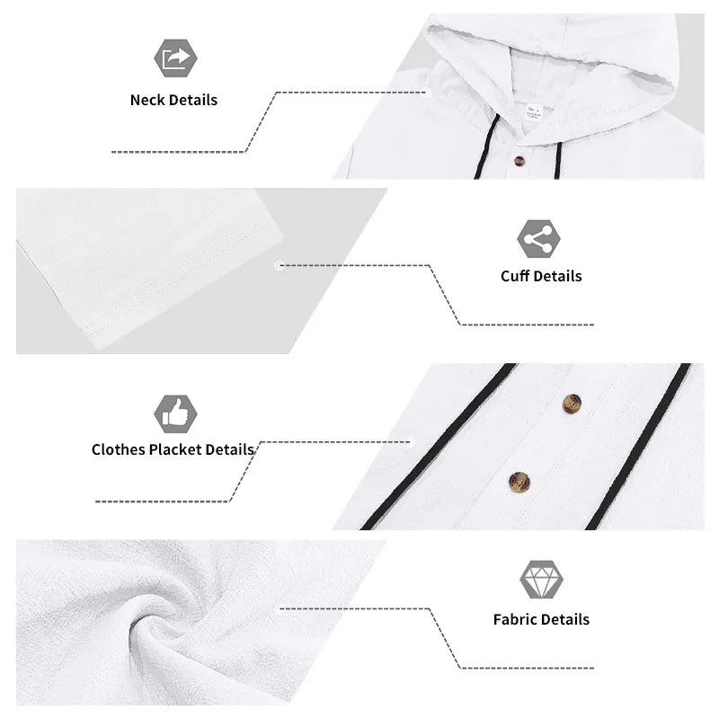 Men's Linen Hooded Sets 2 Piece Outfit Summer Casual Long Sleeve Hoodie and Wide Leg Pants Set for Men