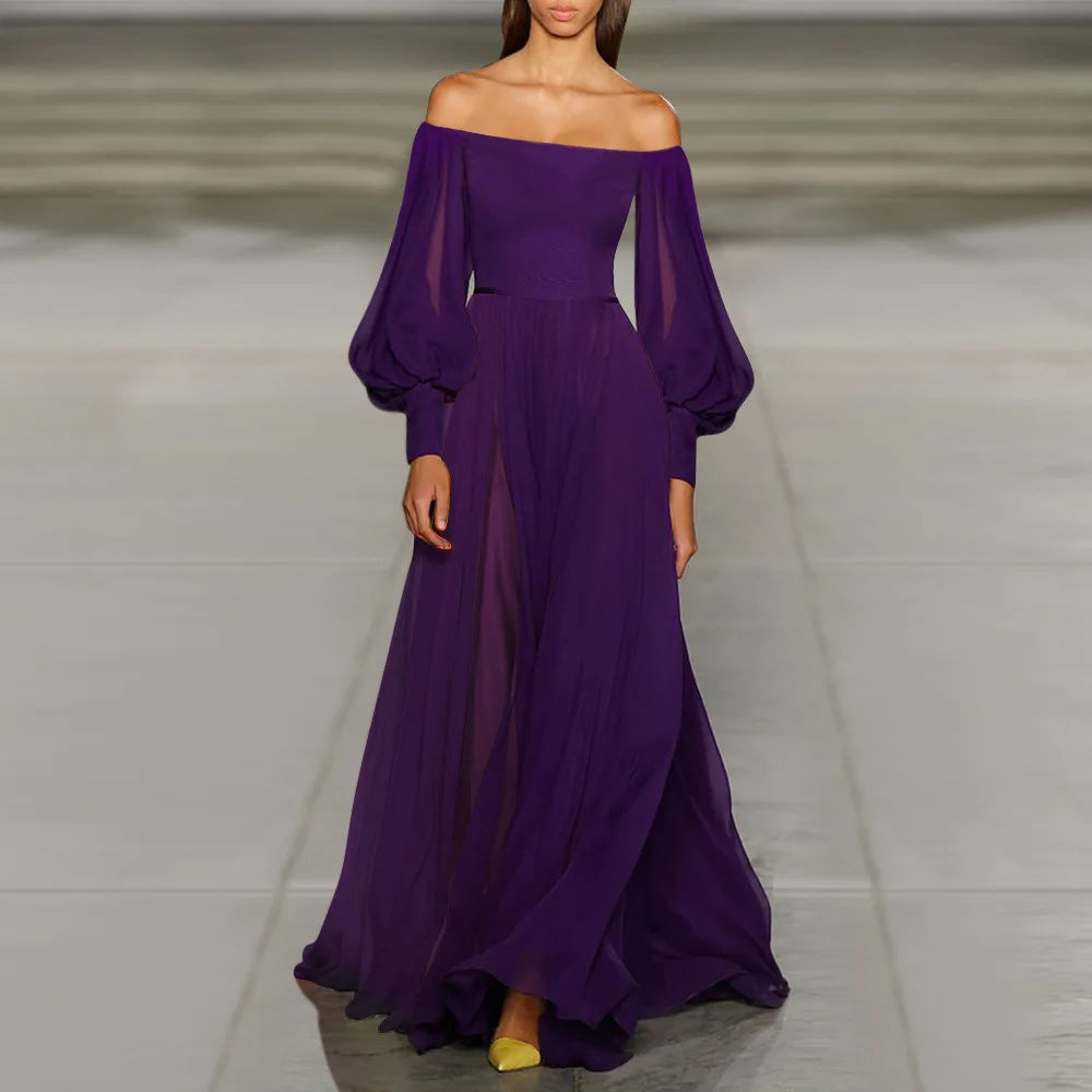 2024 Sexy Evening Dress for Women Party Gown High Waist Tulle Princess Skirt Long Sleeve round Neck Single Piece Spring Summer