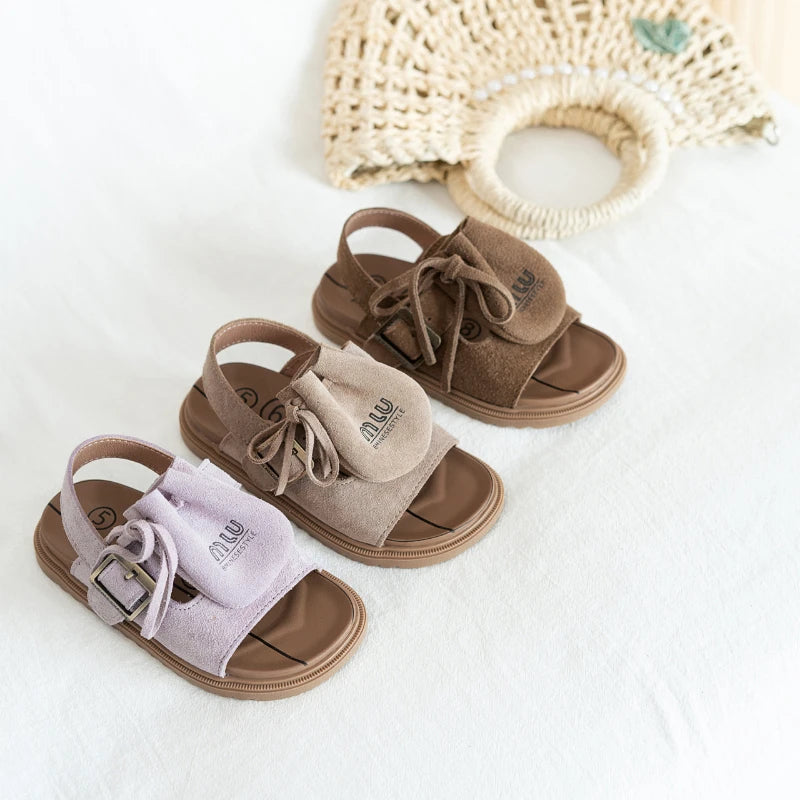2025 Sandals for Boys Fashion Summer Shoes 3-16 Years Girls Open Toe Matte Pu Leather Shoes Sandals Children Slippers