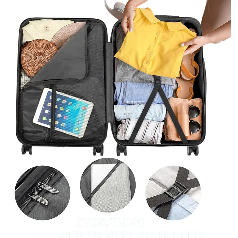 3-Piece Luggage Set Travel Lightweight Suitcases with Rolling Wheels, TSA lock & Hardside Corner, Family Travel Luggages Sets