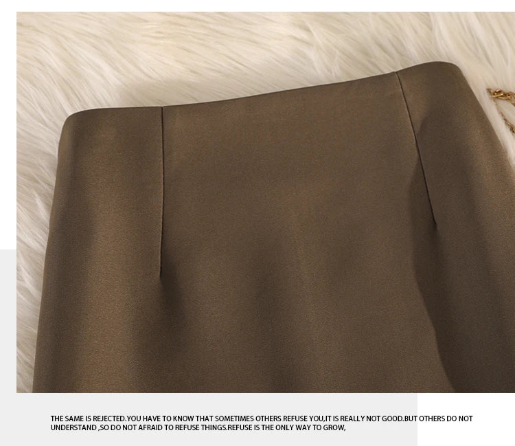 Elegant Office Ladies Work Suit Straight Skirt Women Autumn Winter Korean Fashion High Waist Split Business Midi Long Skirts