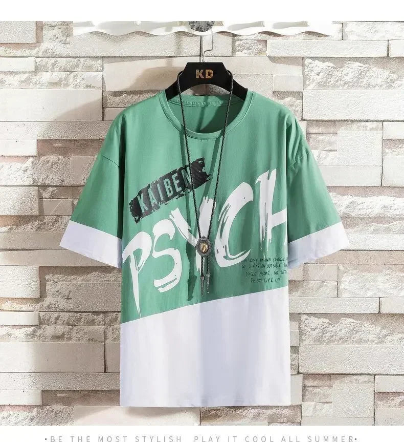 Men Casual T Shirt Letter Printed T-Shirt Hip Hop Y2K Streetwear Fashion Sport Gym Summer Washed Tops Men Clothing Trends 반팔 남자
