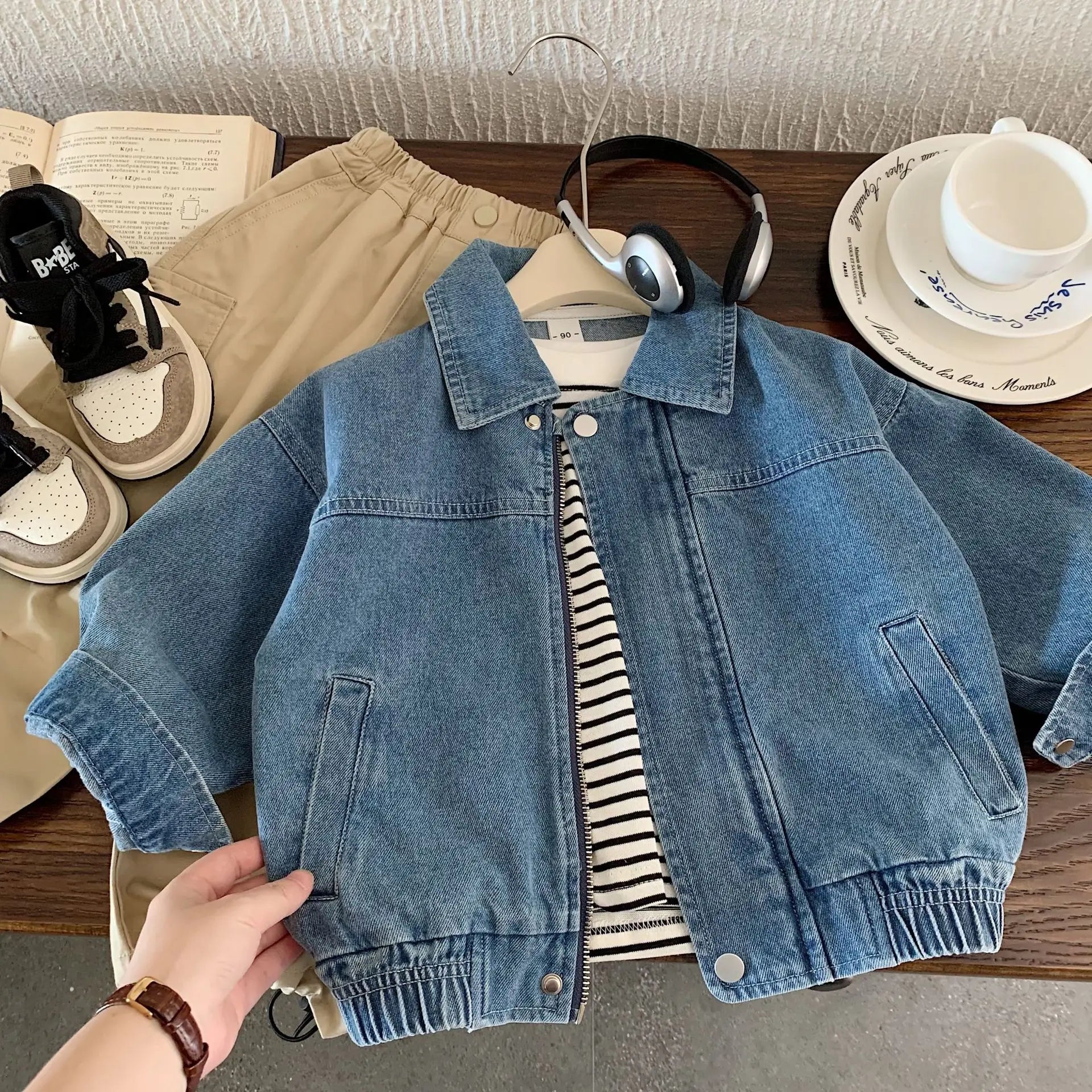 Children's Denim Jacket 2025 Spring/Autumn New with Pocket Boys' and Girls' Cool Jacket Children's Fashionable Clothing