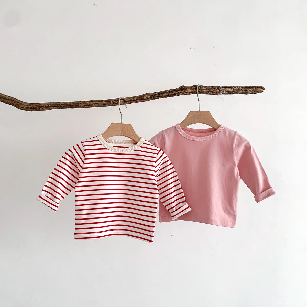 Infant Clothes Toddler Boy Cotton Long Sleeves T-shirts Spring Autumn Outfits Girl Baby Solid Bottoming Shirt Kid Striped Tees