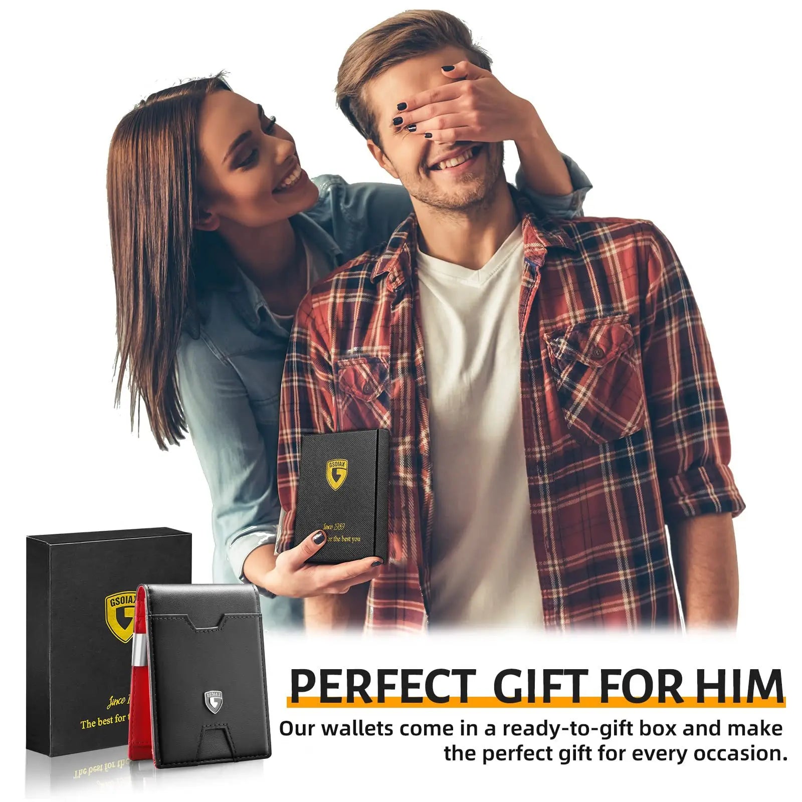 Men'S Multi-Slot Rfid Anti-Magnetic And Anti-Theft Multi-Functional Wallet With US Dollar Card Holder GSOIAX Men's wallet