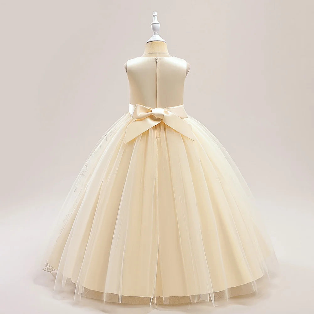 Teen Flower Girl Christmas Dress Children Long Bridesmaids Party Princess Dresses for Kids Pageant Evening Birthday Gown Vestido