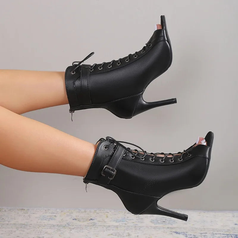 Women High Heels High Quality Latin Dance Shoes Fashion Party Jazz Dance Shoes Sexy Heeled Sandal Lace-up High Heels Ankle Boots